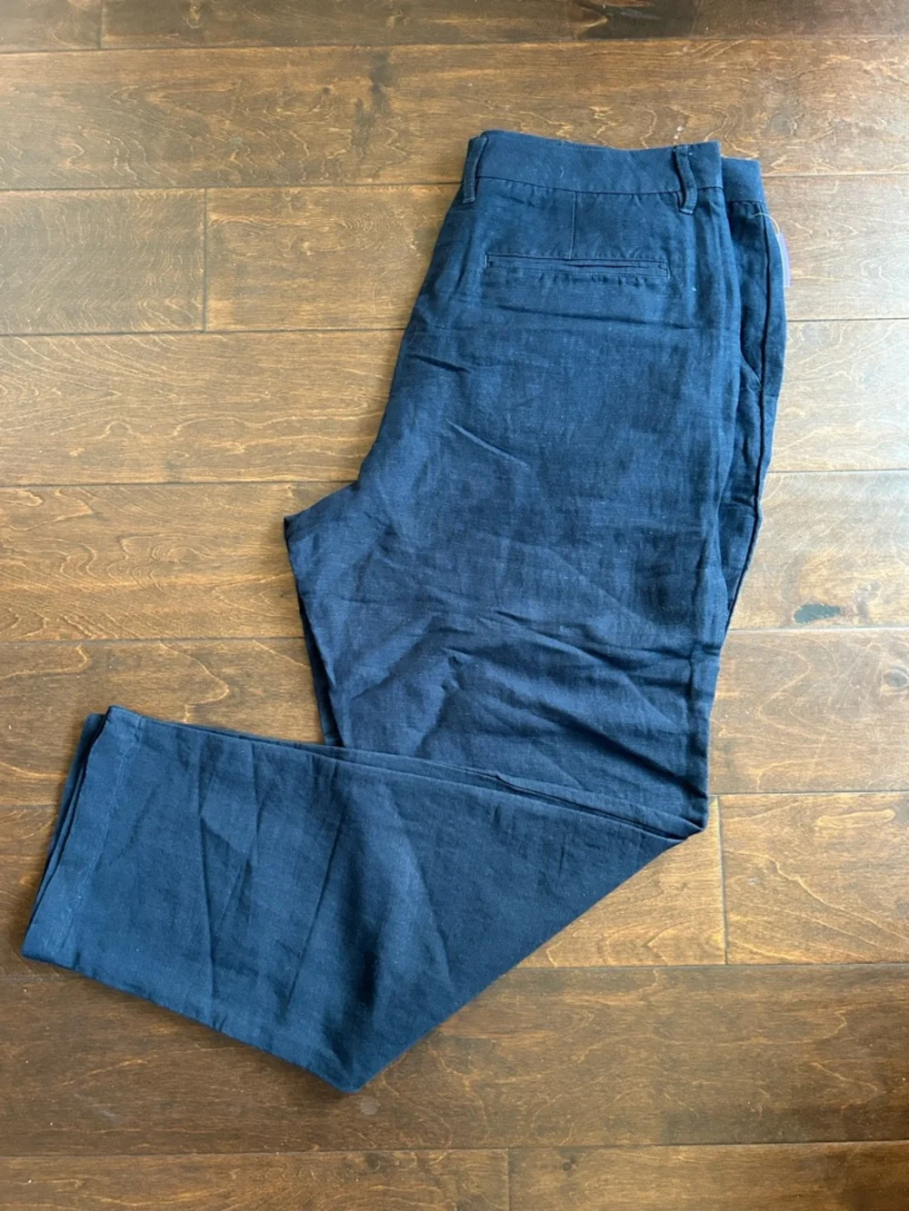 Magaschoni Mens Linen Blend Navy Blue Pants Sz 34
